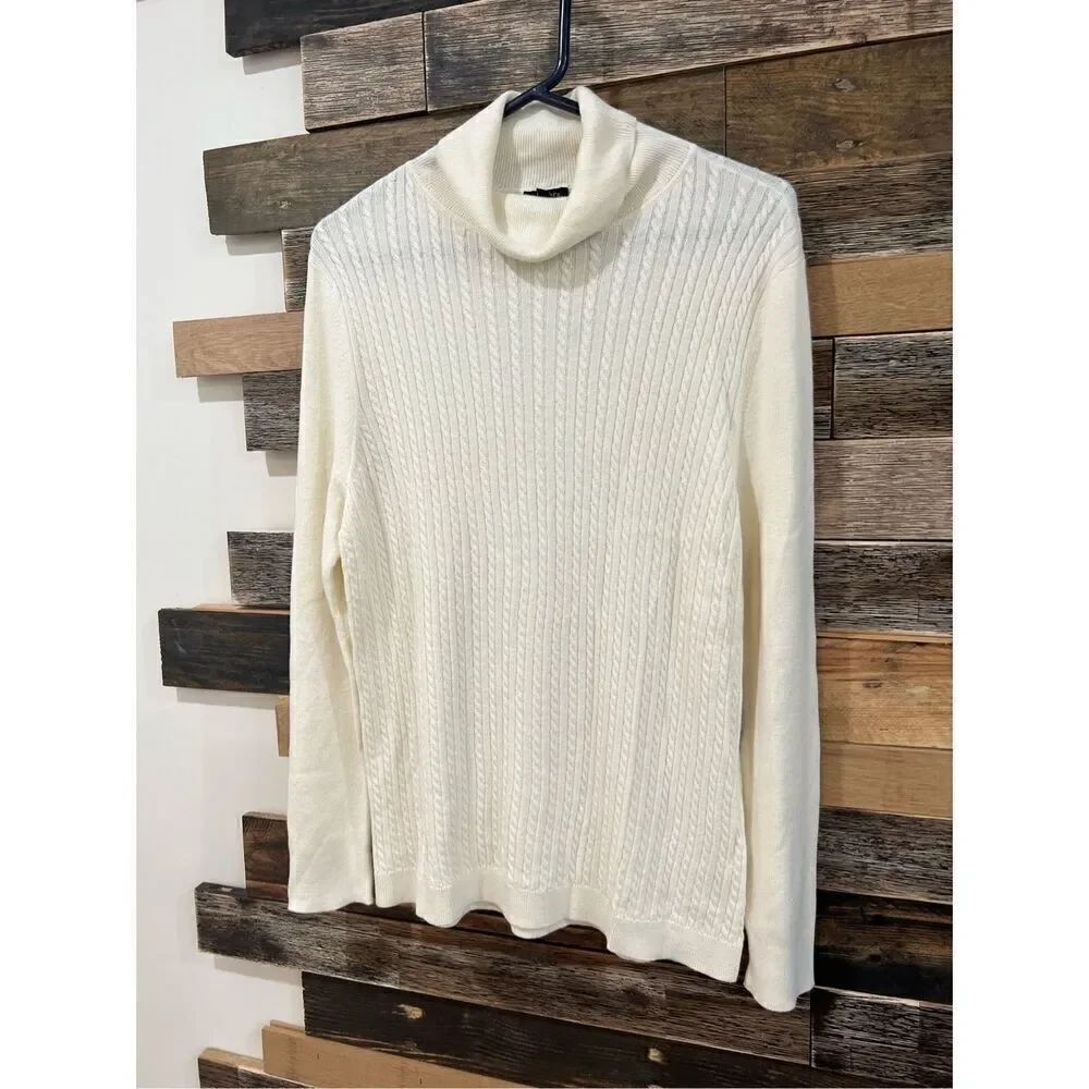 Talbots NWT Women’s Long Sleeve Turtleneck Sweater off white sz XL